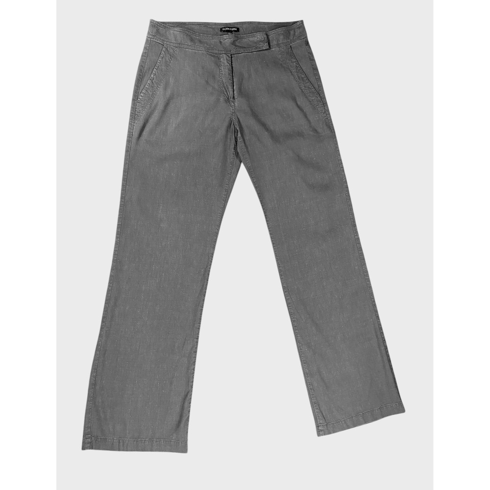 Eileen Fisher Linen Viscose Stretch Straight Leg Pants Gray Size 8